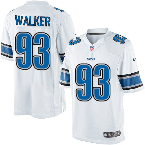 Men's Limited Tyrunn Walker Nike Jersey White Road - #93 NFL Detroit Lions